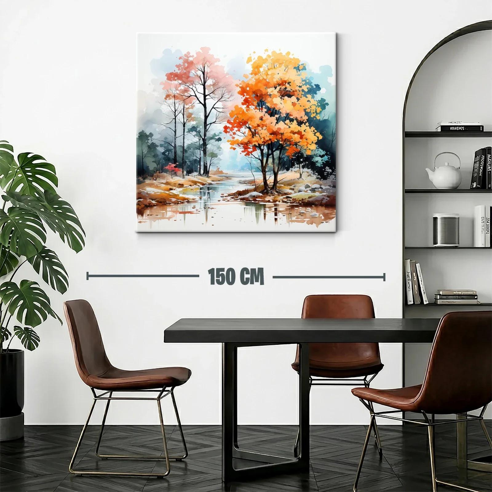Paisaje otoñal con árboles vivos junto al río sereno — miniatura 2