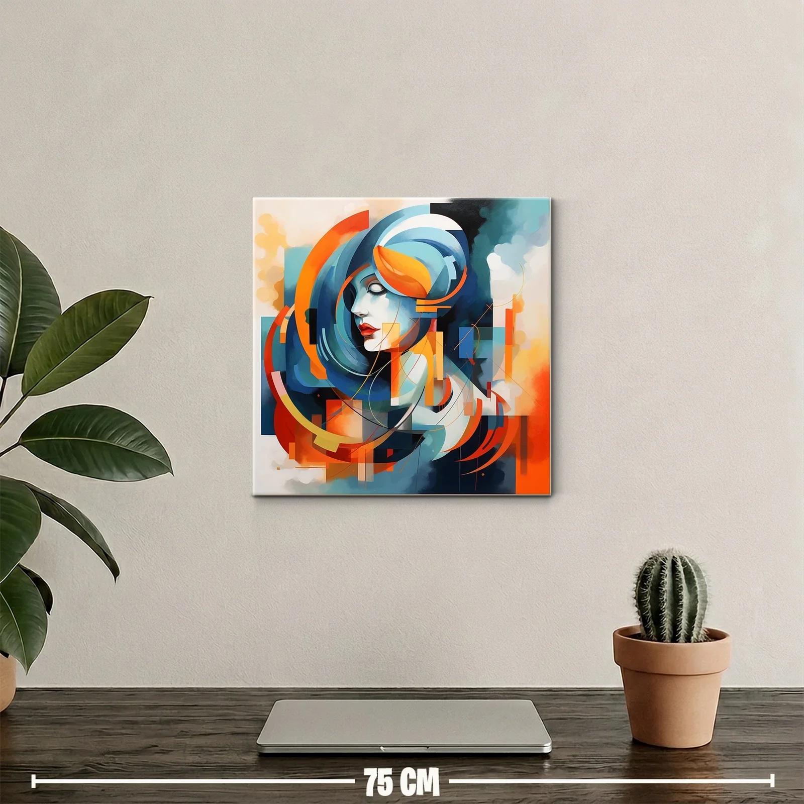 Retrato abstracto femenino con vibrantes tonos cálidos — miniatura 2