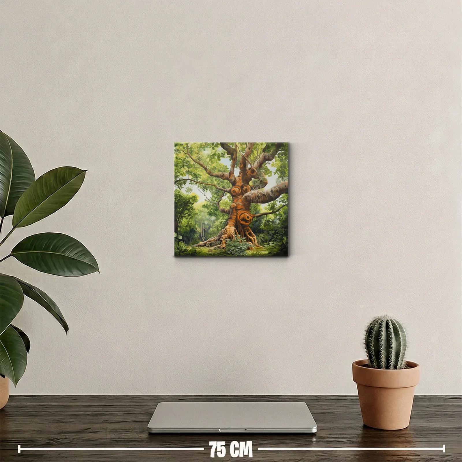 Majestuoso árbol en bosque verde y luces cálidas — miniatura 2