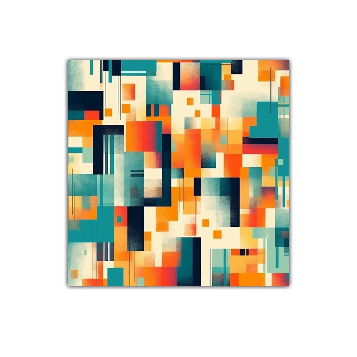 Cuadro abstracto con geometría y color vibrante