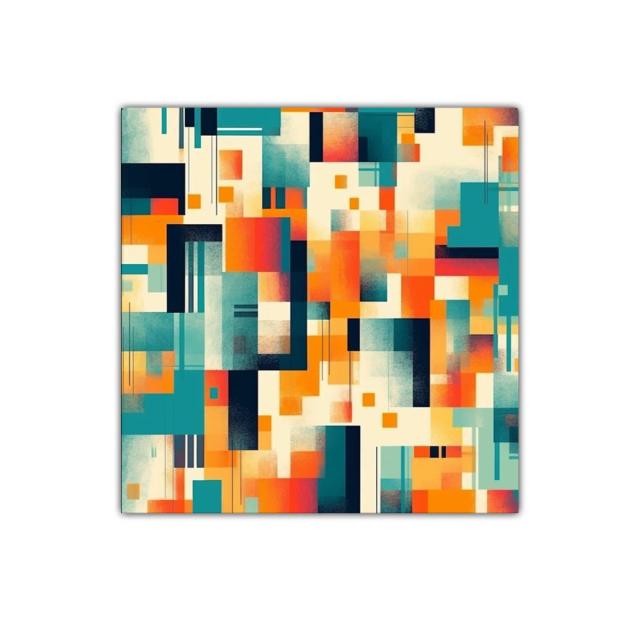 Cuadro abstracto con geometría y color vibrante