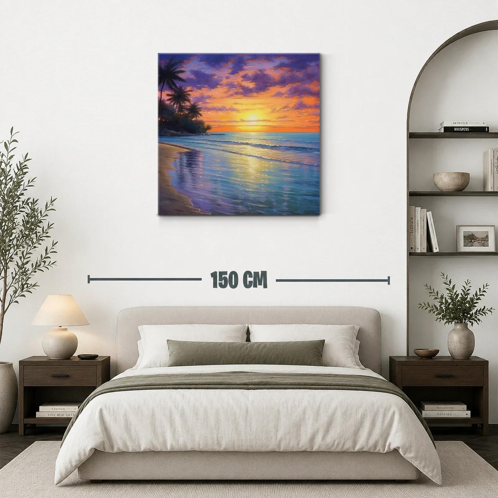 Atardecer tropical con palmeras y reflejos marinos — miniatura 3
