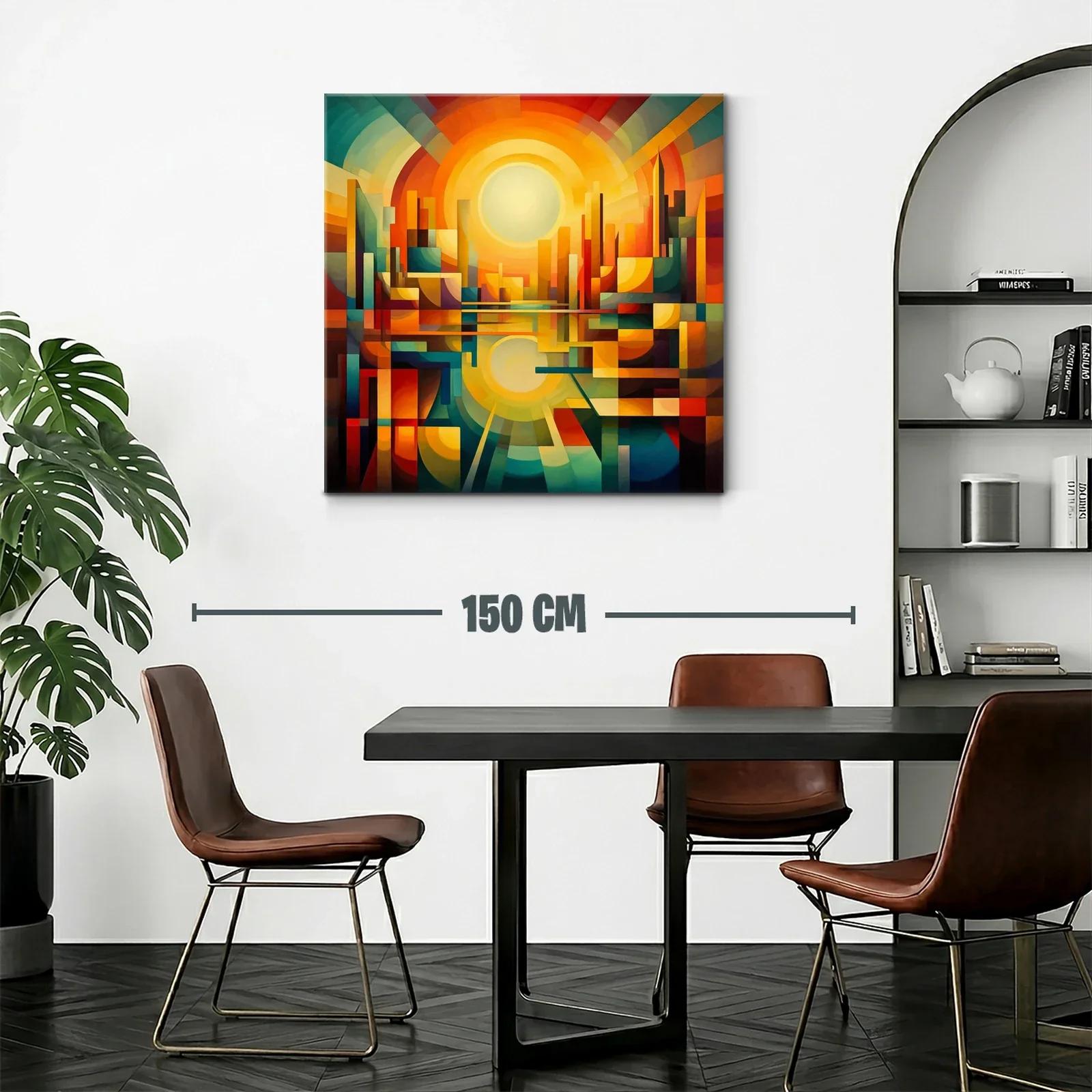 Ciudad abstracta al amanecer con vibrante paleta cálida — miniatura 2
