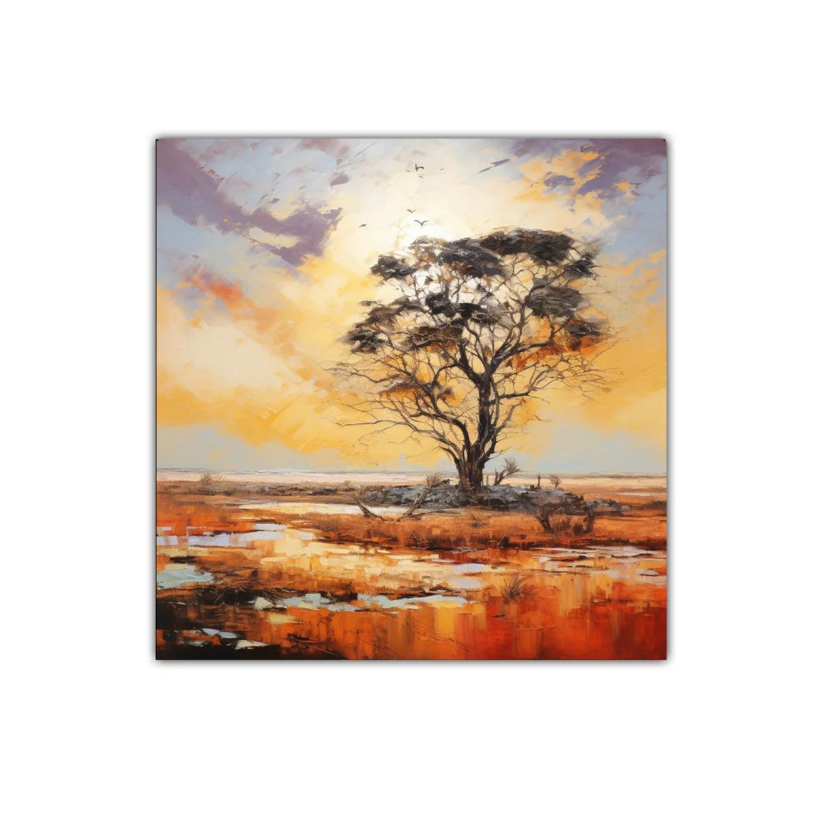 Solitaria silueta de árbol al atardecer en paisaje abierto — imagen principal