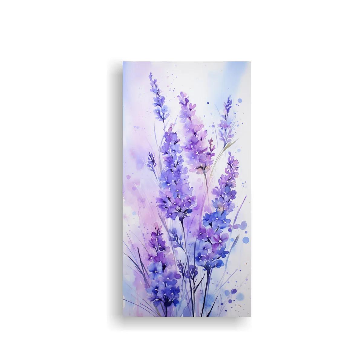 Cuadro lavanda en acuarela con salpicaduras suaves
