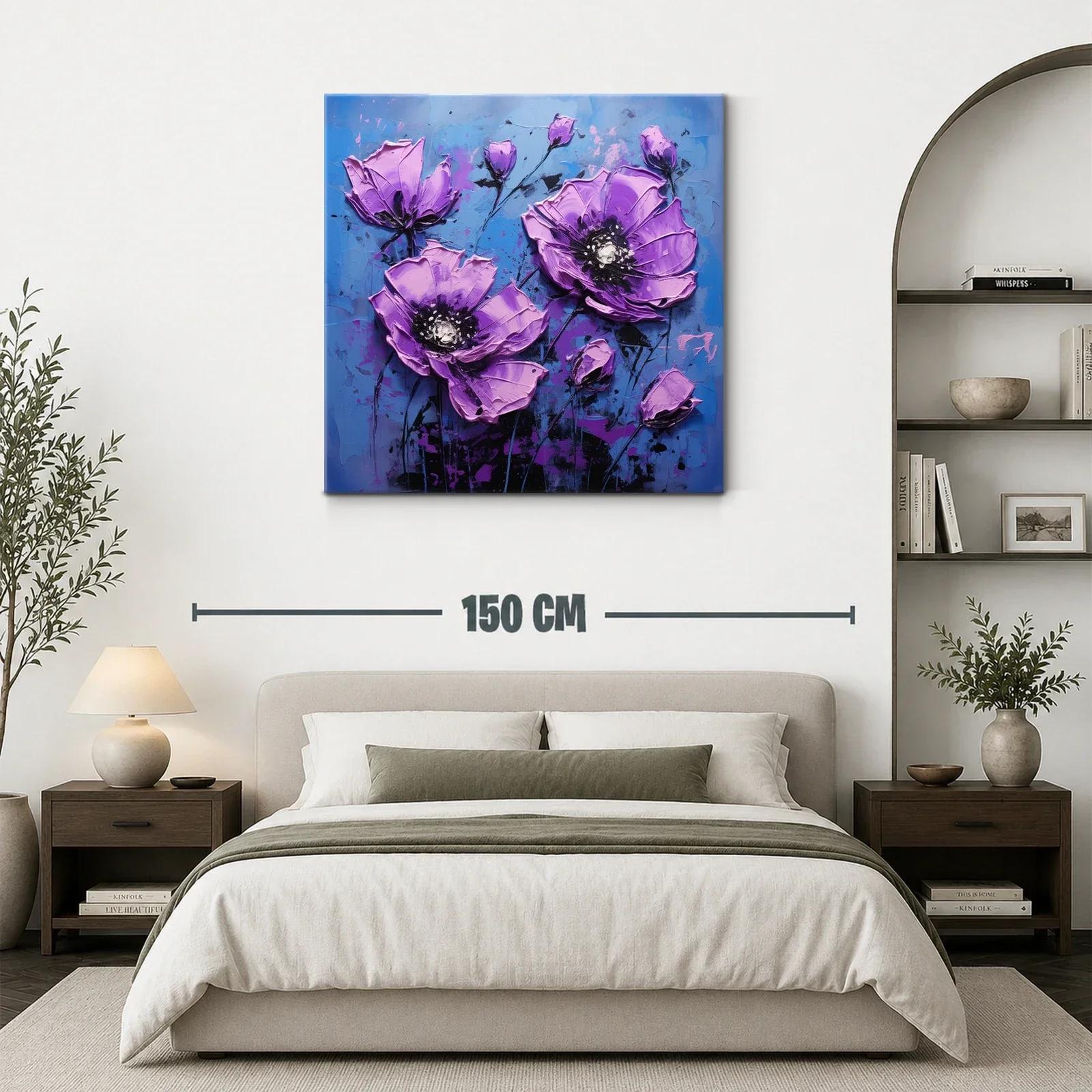 Flores Violetas Vibrantes en Fondo Azul Profundo — miniatura 3