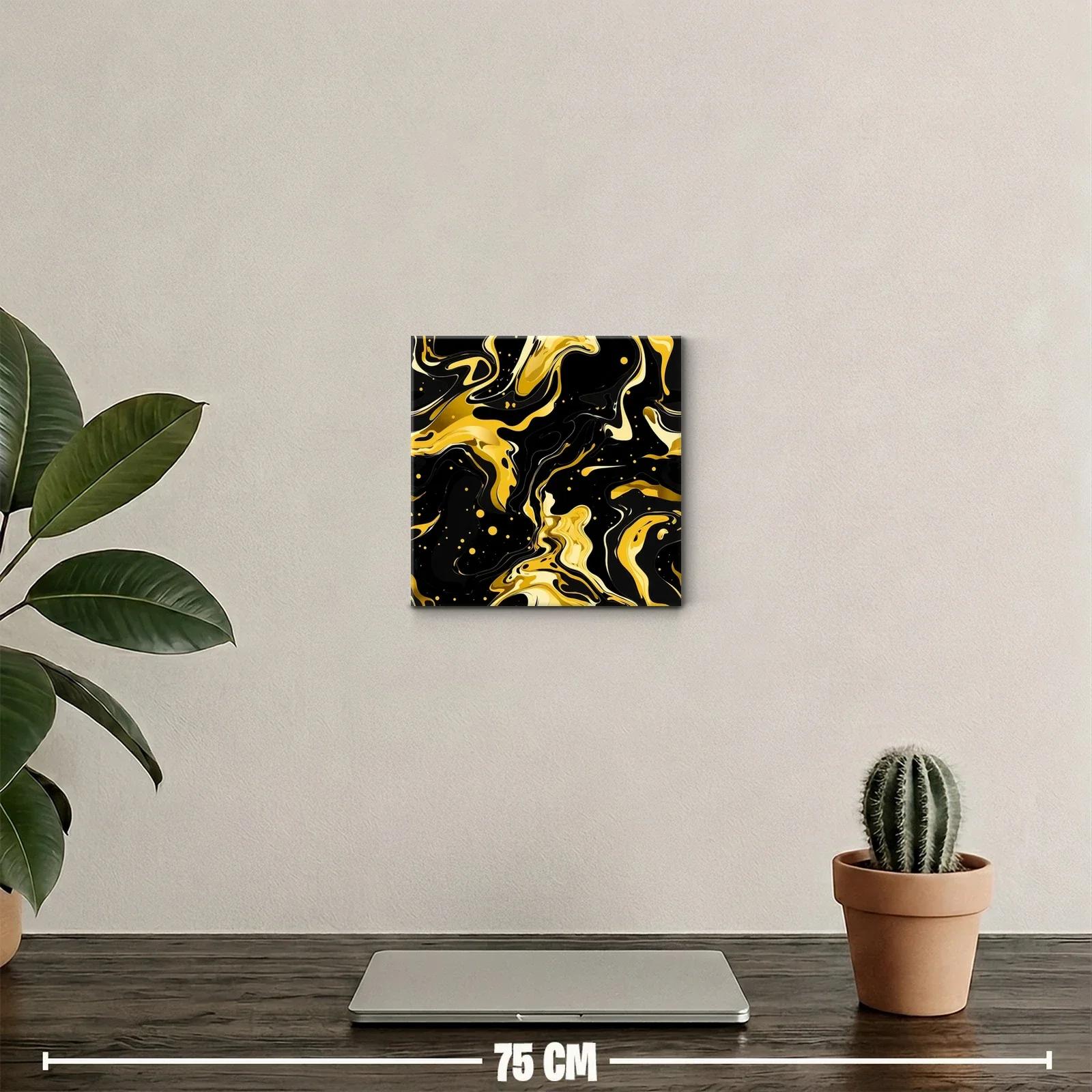 Abstracto dinámico en tonos dorados y negro brillante — miniatura 2