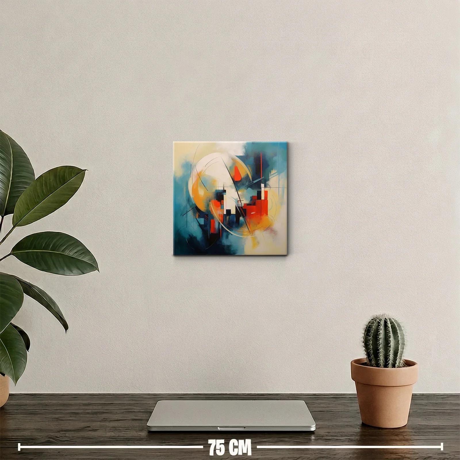 Composición abstracta con tonos cálidos y fríos vibrantes — miniatura 2