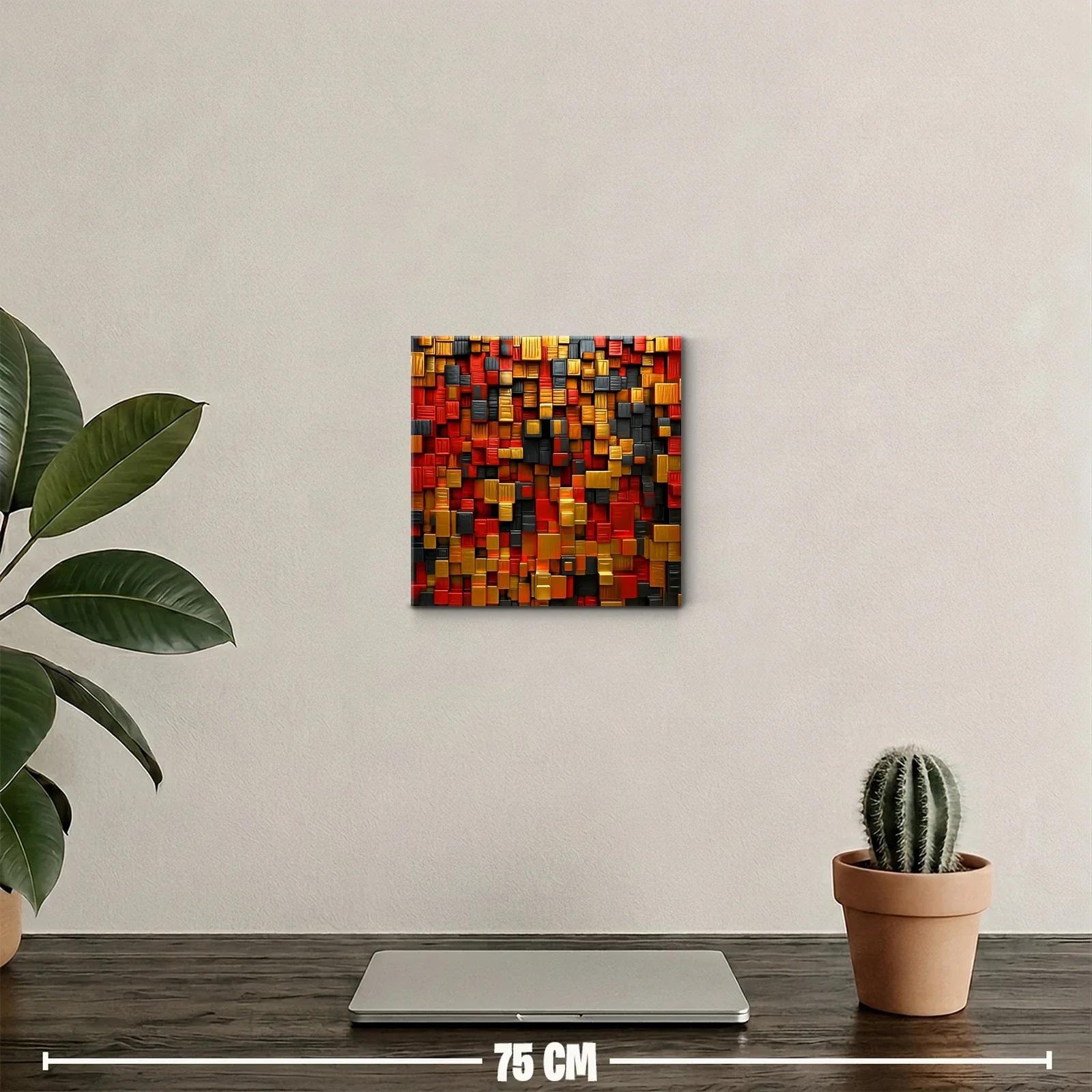 Cuadro decorativo abstracto con bloques en tonos cálidos — miniatura 2