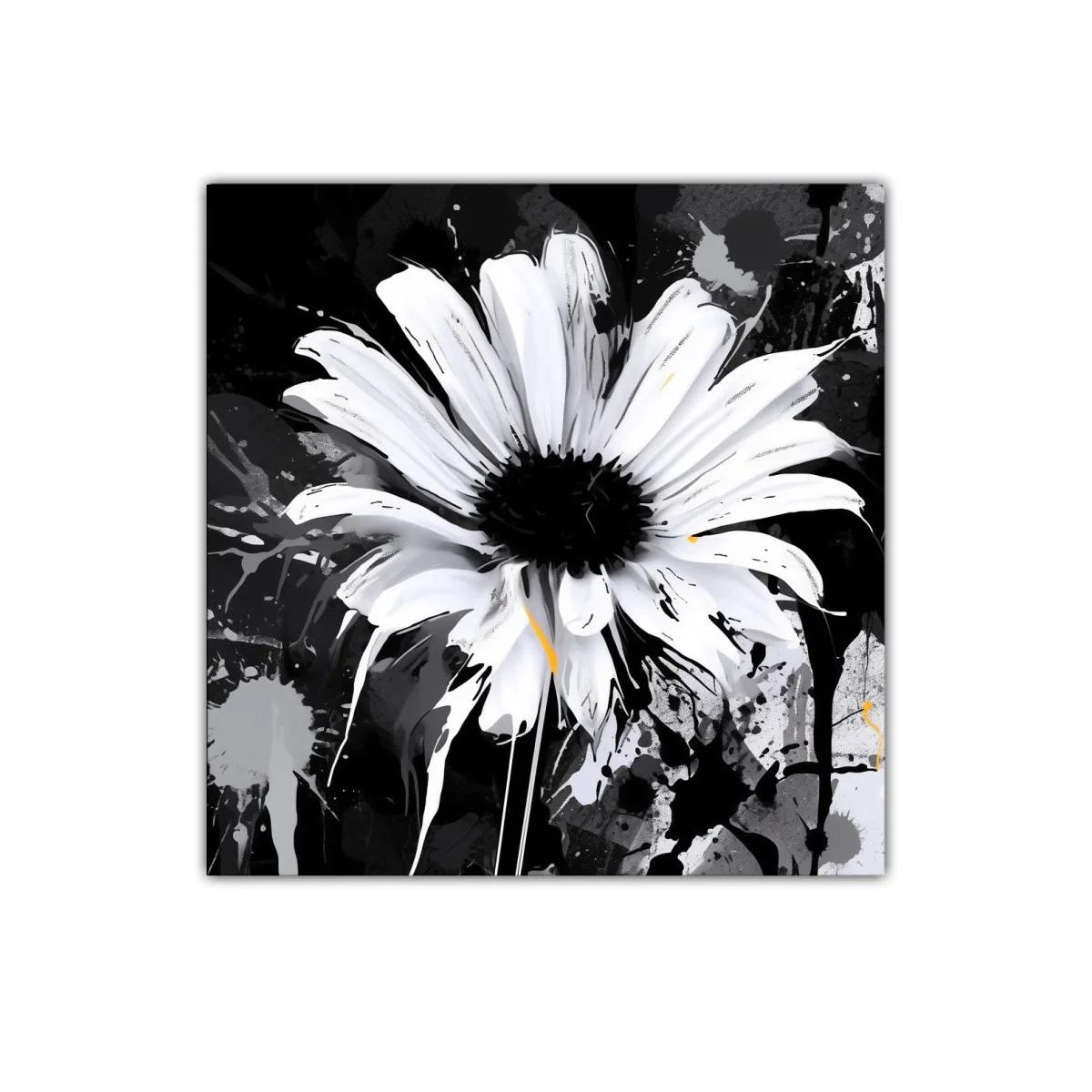 Flor blanca vibrante sobre fondo oscuro abstracto