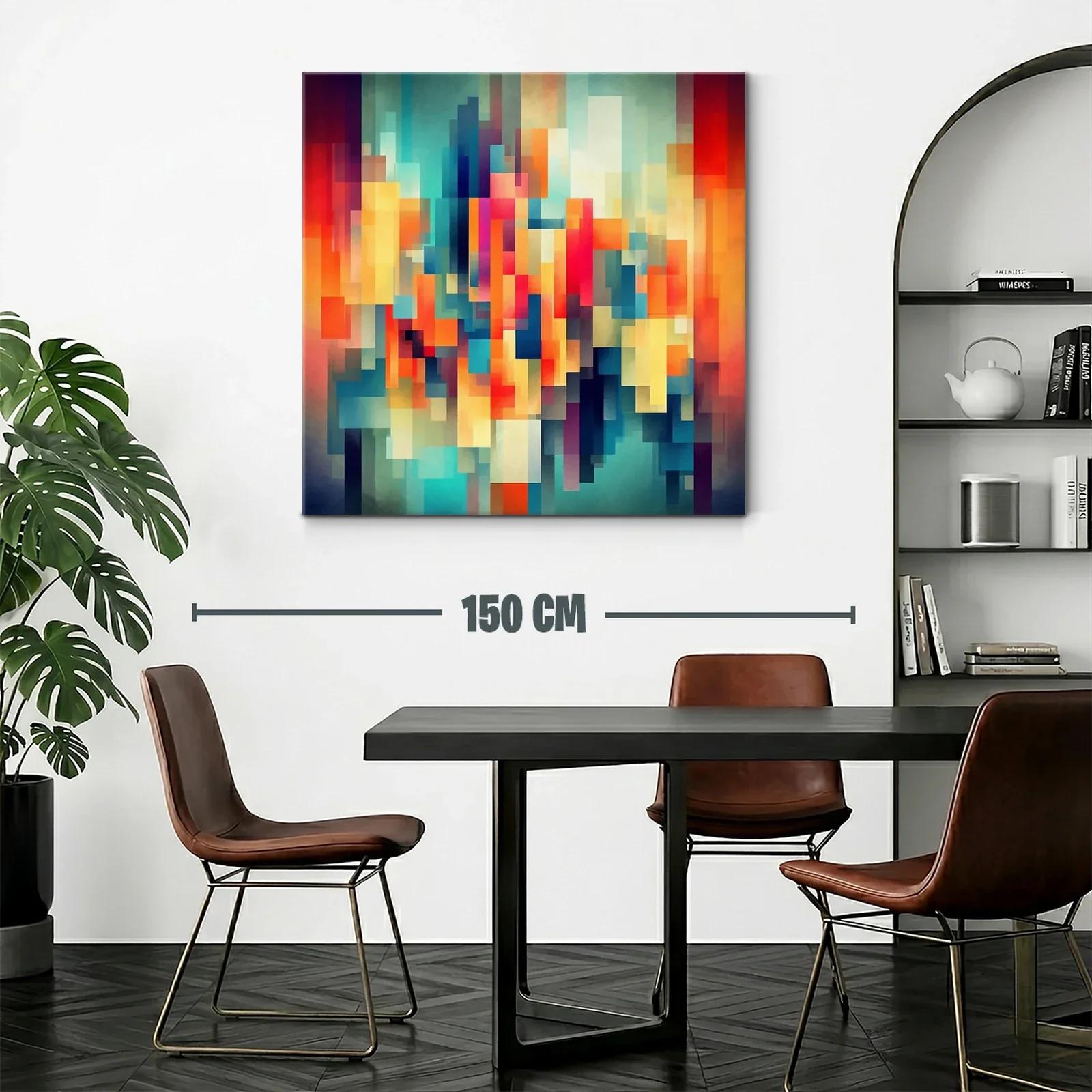 Composición abstracta con bloques en tonos cálidos y fríos — miniatura 2