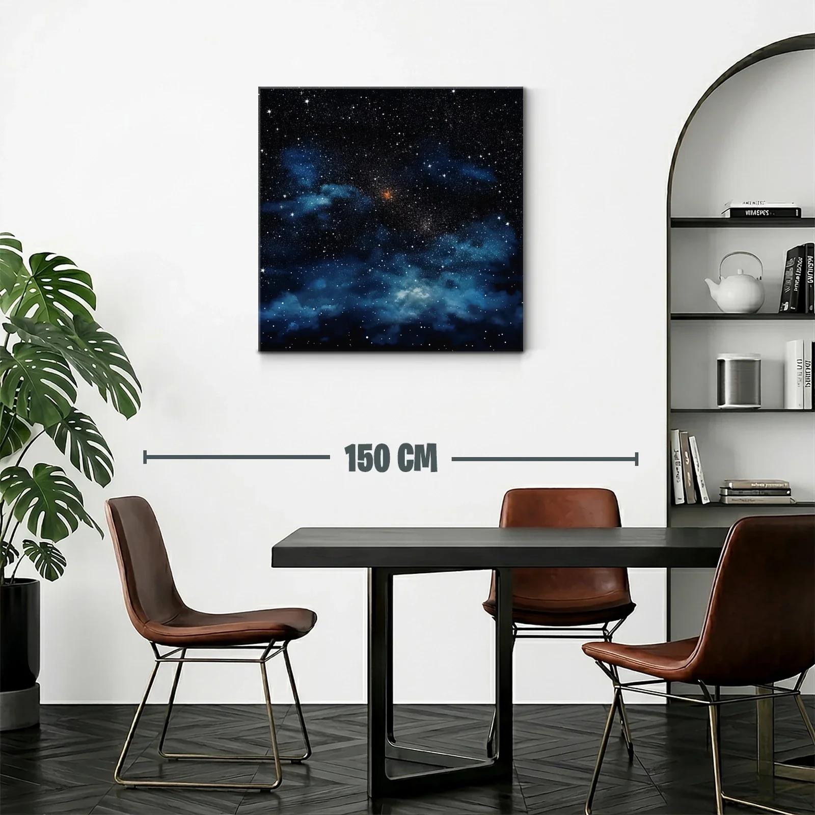 Cuadro de cielo estrellado con nebulosas azules y destellos blancos — miniatura 2