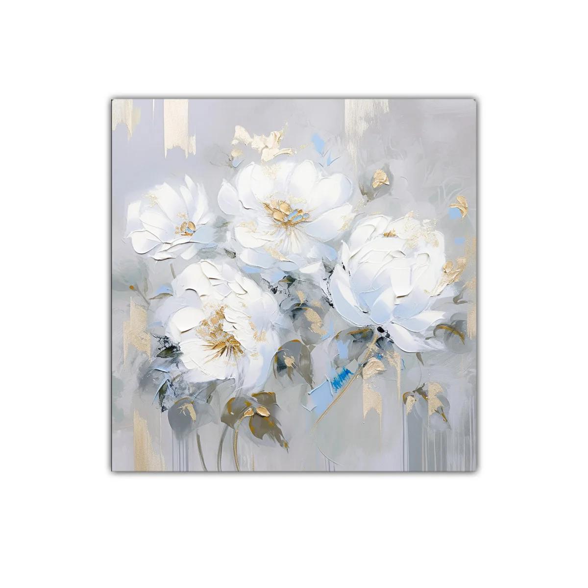 Cuadro floral elegante en tonos blancos y dorados — imagen principal