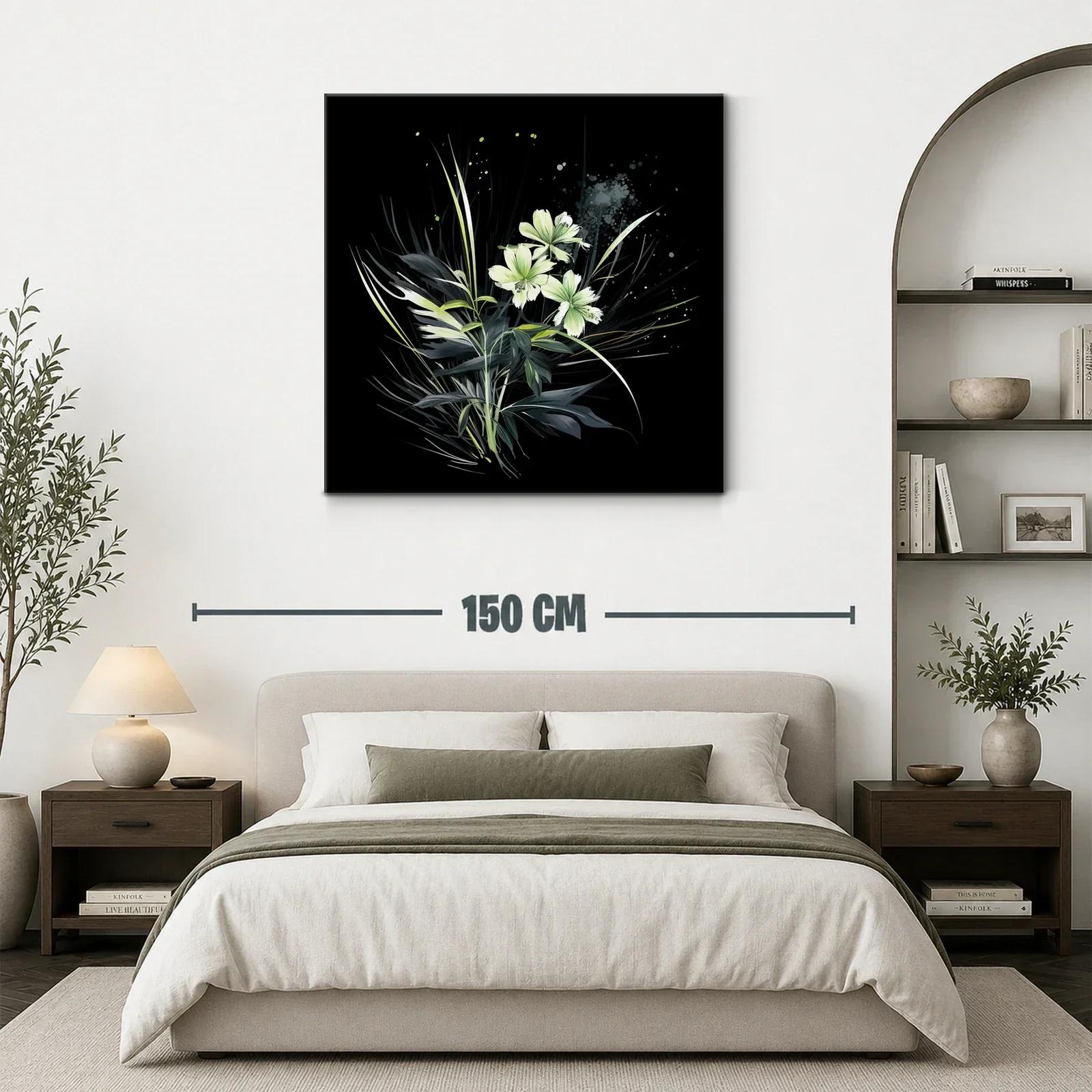 Elegancia natural con flores blancas sobre fondo negro — miniatura 3