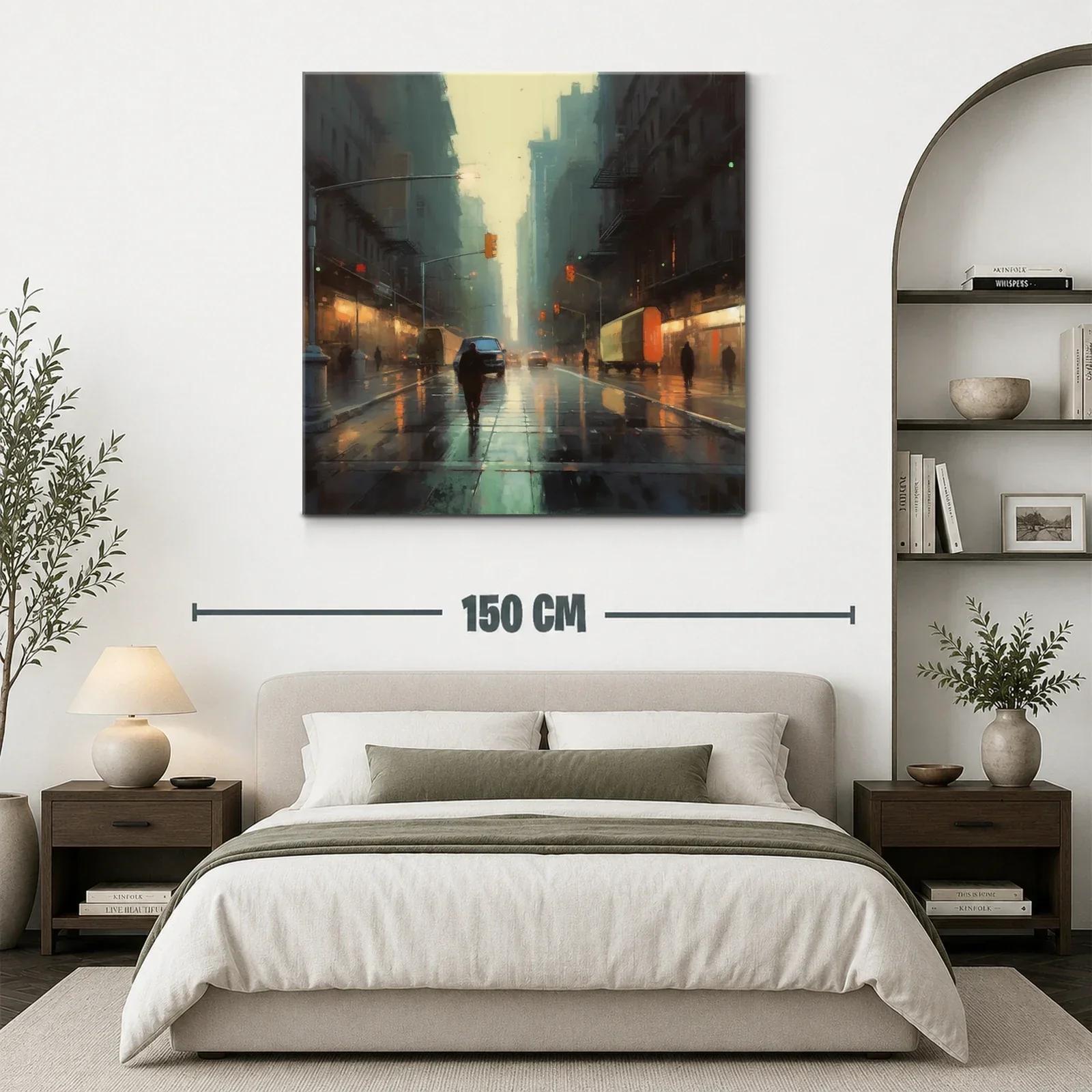 Atardecer lluvioso en la ciudad con luces cálidas — miniatura 3
