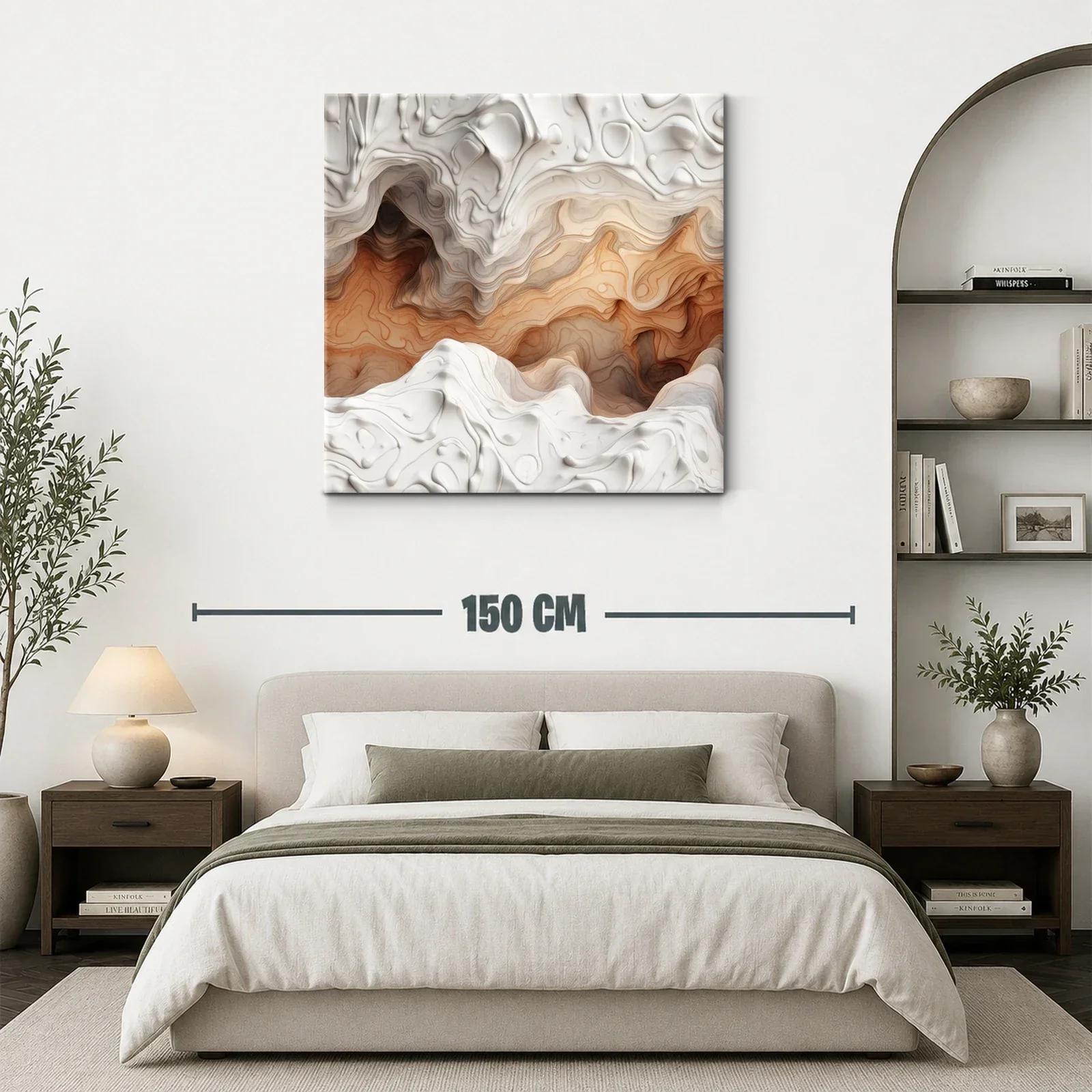 Arte abstracto con relieve en tonalidades tierra y blanco — miniatura 3
