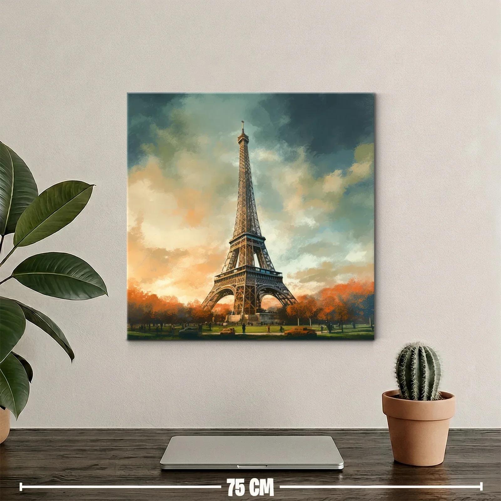 Torre Eiffel al atardecer con cielo dramático — miniatura 2
