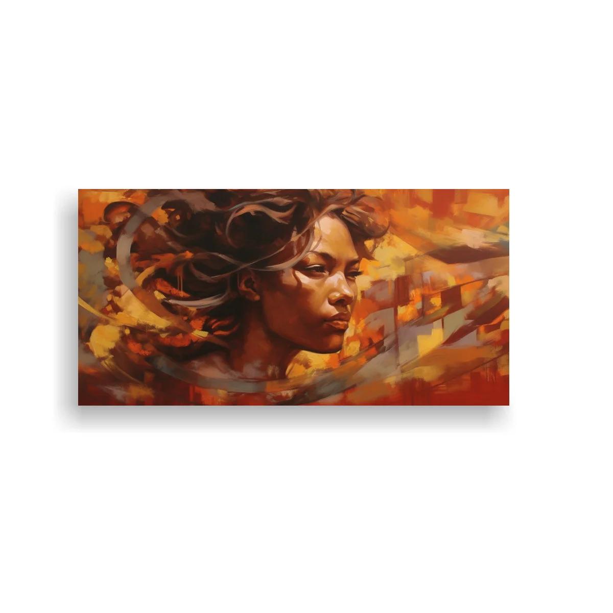 Cuadro rostro de mujer de perfil con cabello al viento
