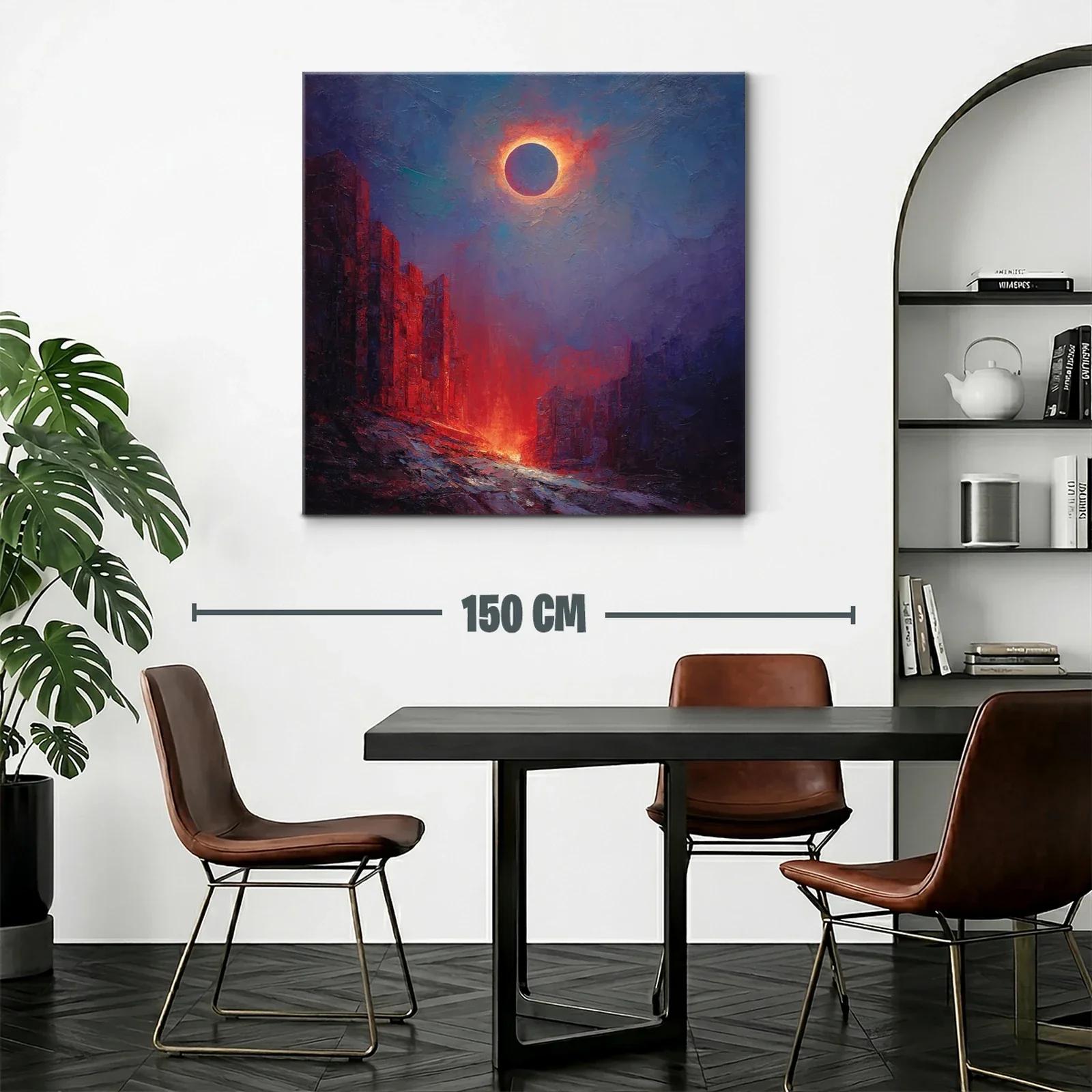 Eclipse solar sobre paisaje urbano en llamas — miniatura 2