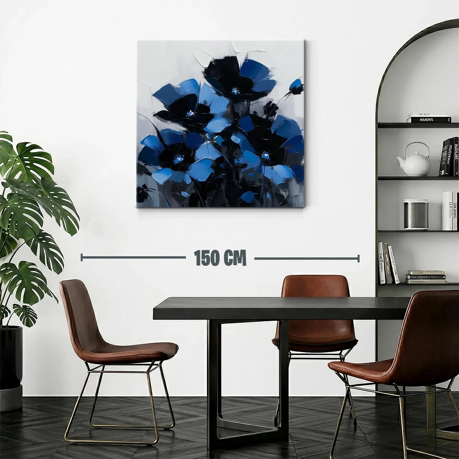 Cuadro floral en intensos tonos azul y negro — miniatura 2