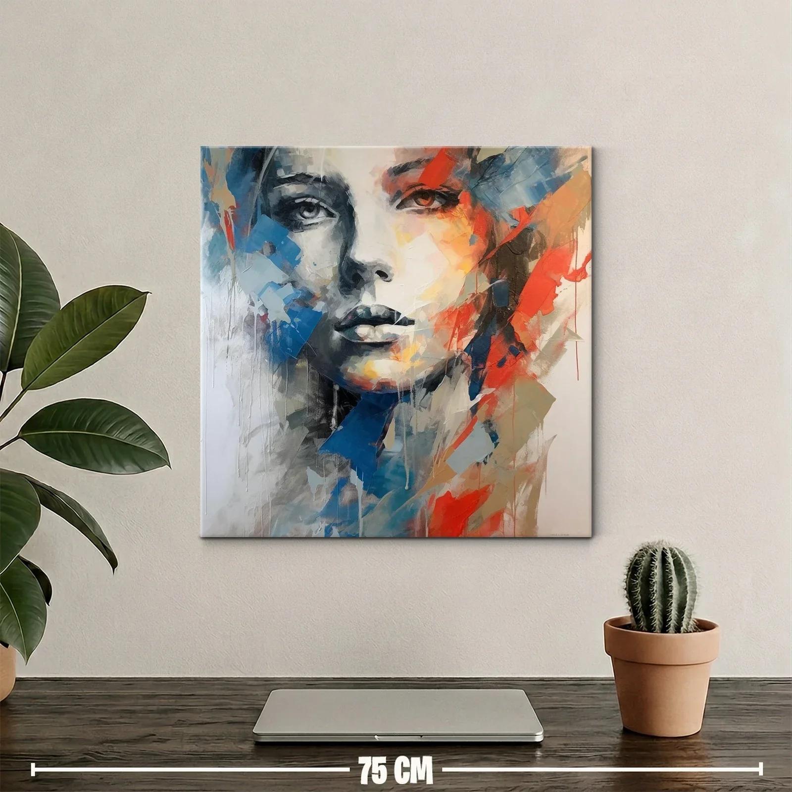 Retrato abstracto con vibrantes tonos cálidos y fríos — miniatura 2