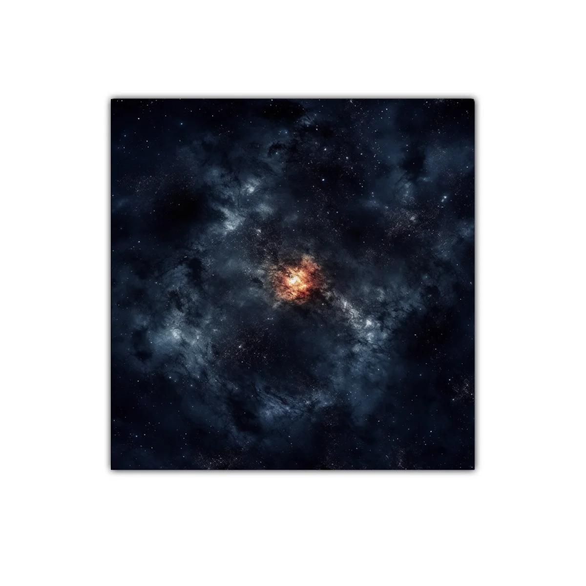 Cuadro abstracto con galaxia cósmica y tonos oscuros intensos