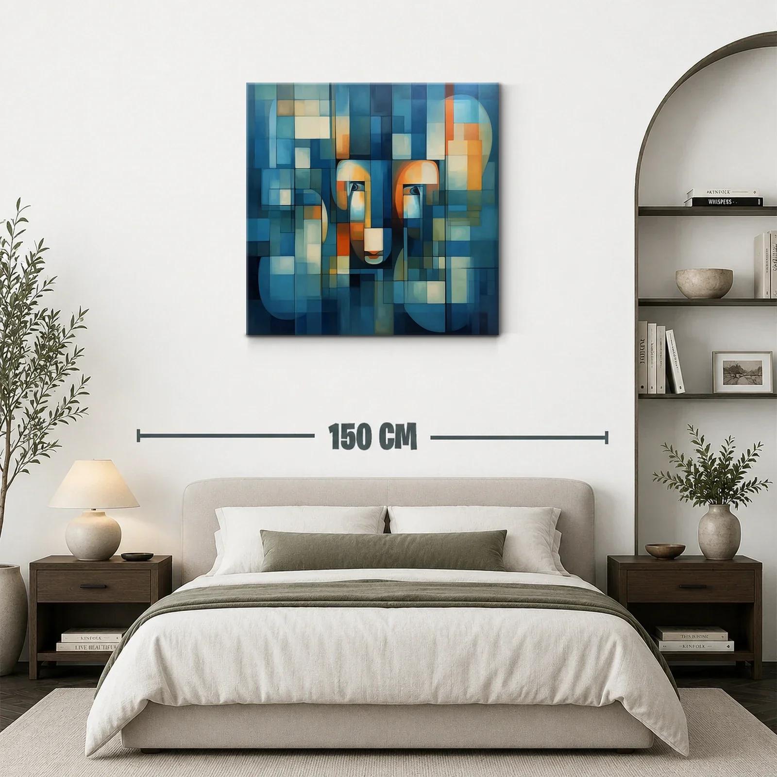 Composición abstracta con figuras y tonos azules y cálidos — miniatura 3