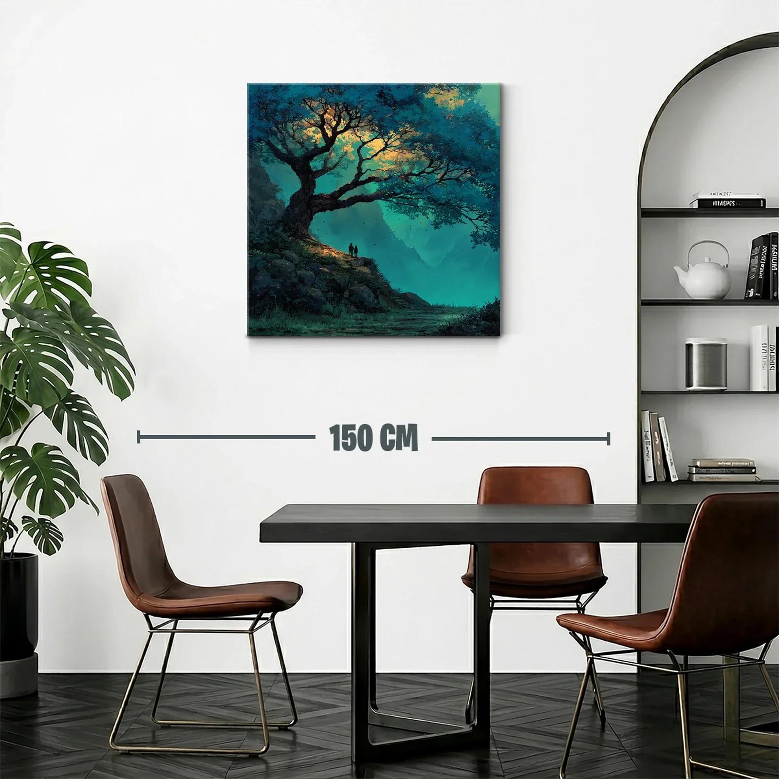 Paisaje encantado con árbol y pareja al atardecer — miniatura 2