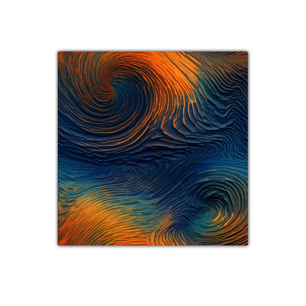 Cuadro abstracto con remolinos en tonos cálidos y profundos