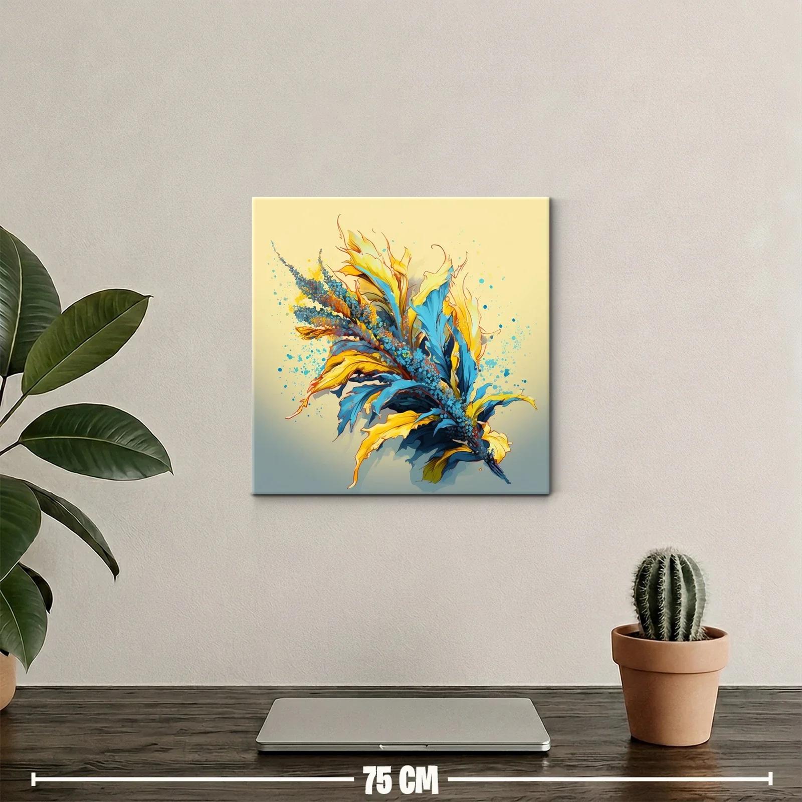 Composición vibrante de hojas y flores en tonos azules y amarillos — miniatura 2
