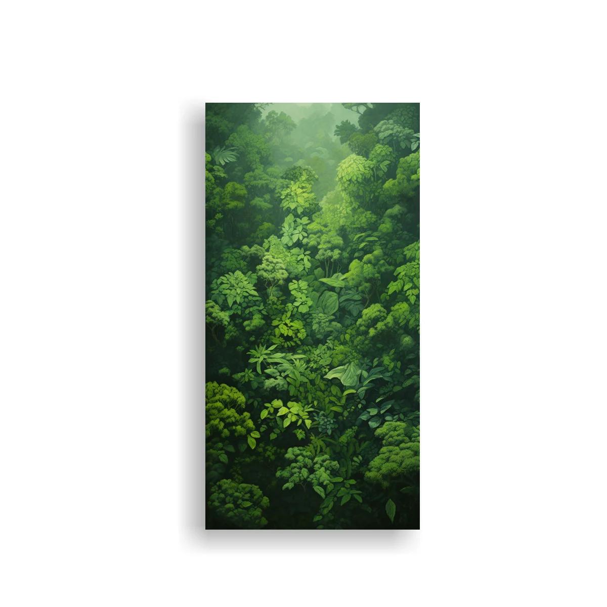 Cuadro vegetación de selva con follaje denso y luz suave