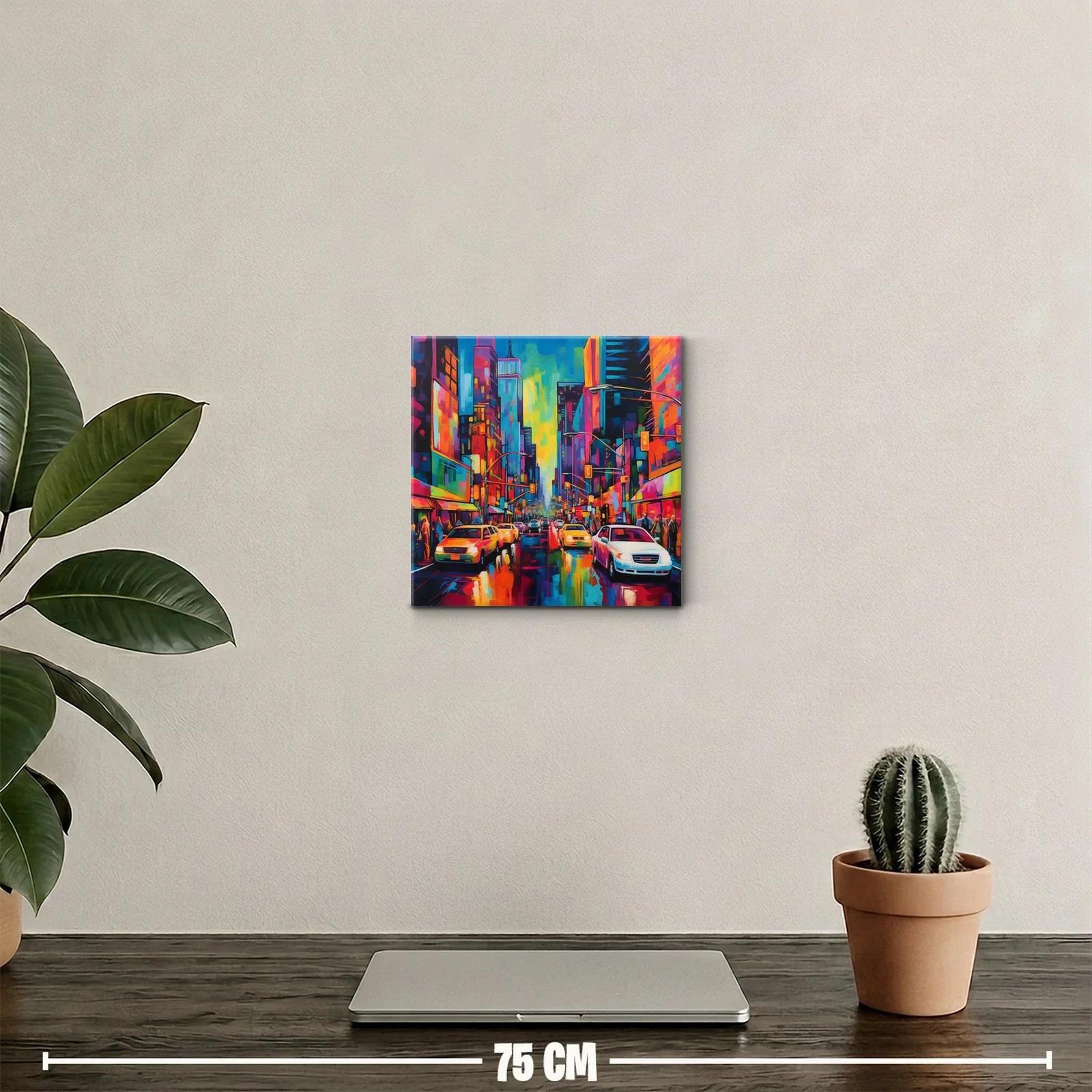 Ciudad vibrante al atardecer con luces luminosas y coches — miniatura 2