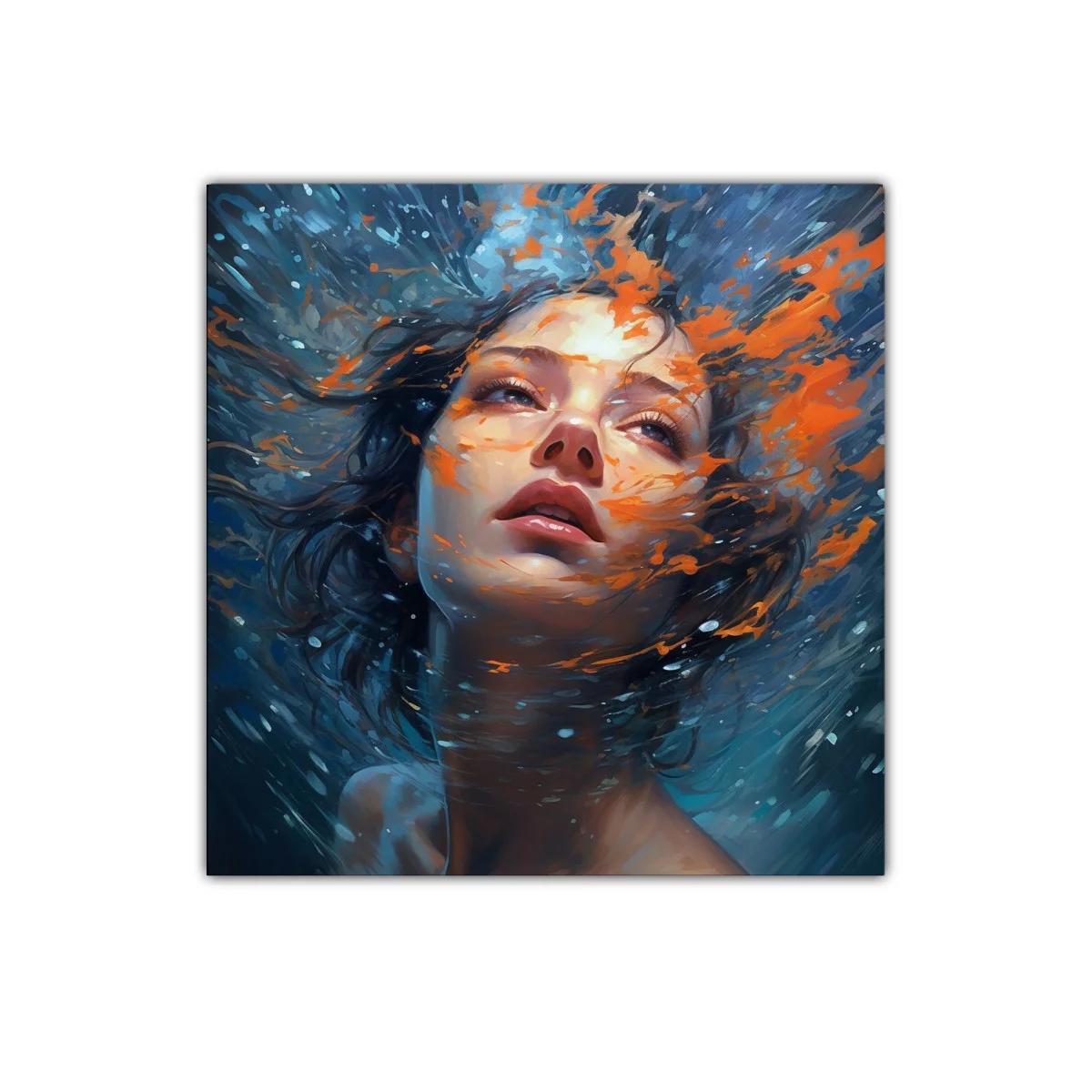 Rostro femenino envuelto en movimiento y colores vibrantes — imagen principal