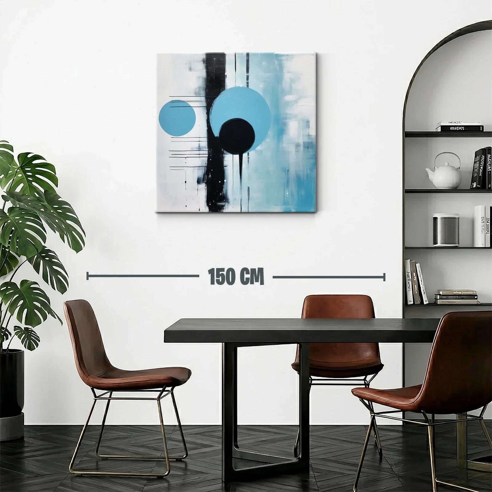 Composición Abstracta con Círculos en Tonos Azules y Negros — miniatura 2