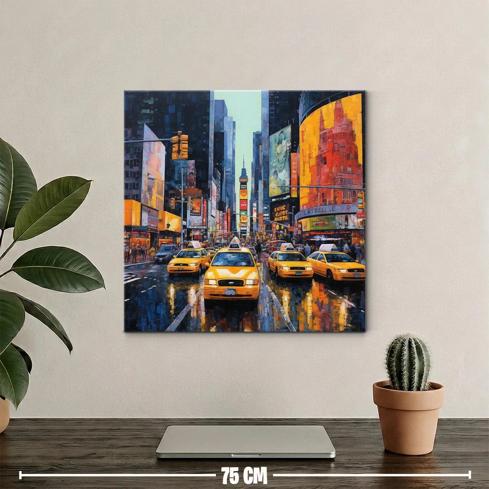 Ajetreo urbano con taxis amarillos en escena nocturna — miniatura 2