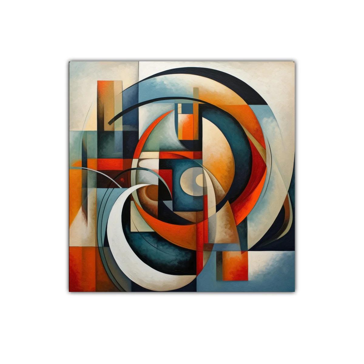 Composición abstracta con formas geométricas y colores cálidos