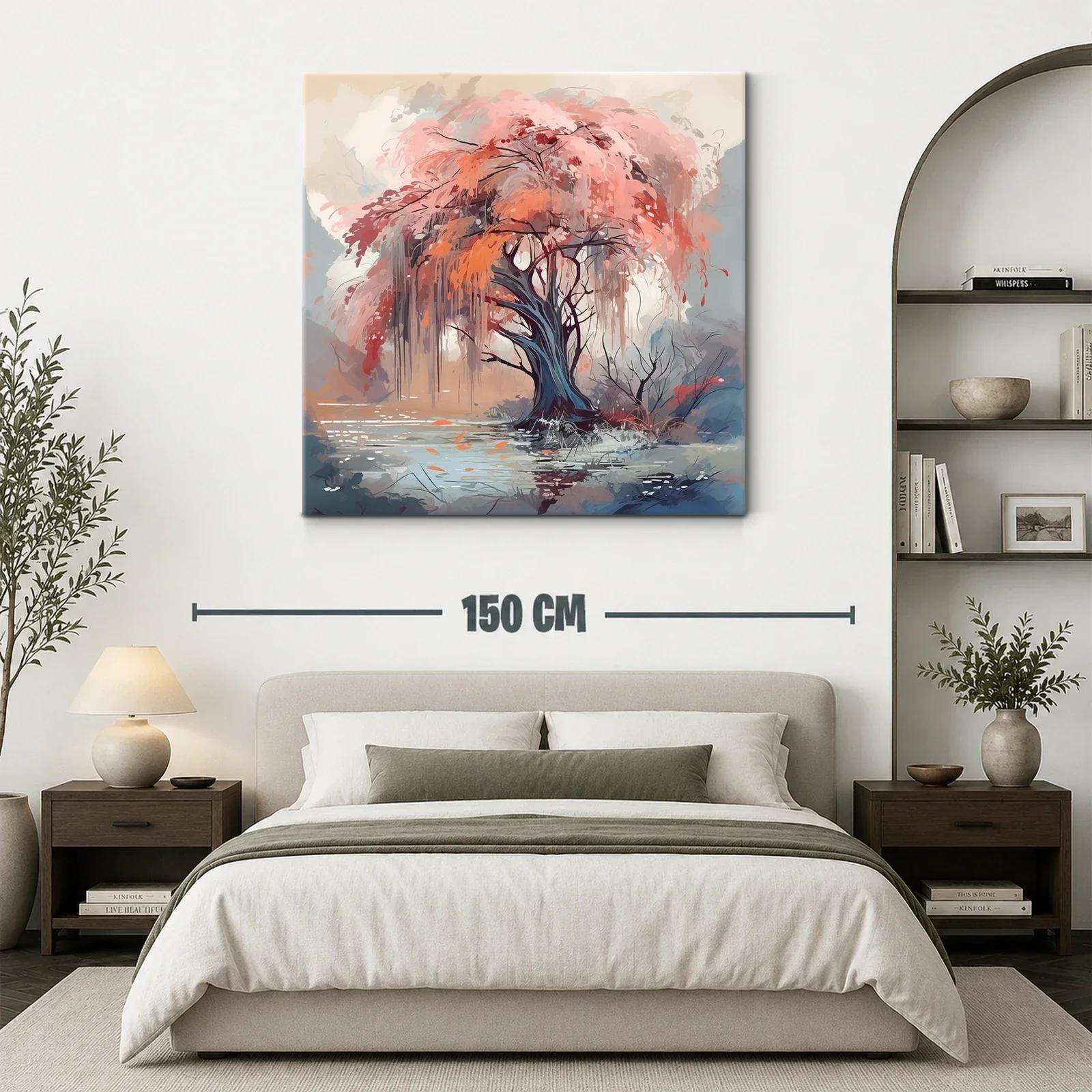 Árbol vibrante en paisaje de tonos cálidos y suaves — miniatura 3