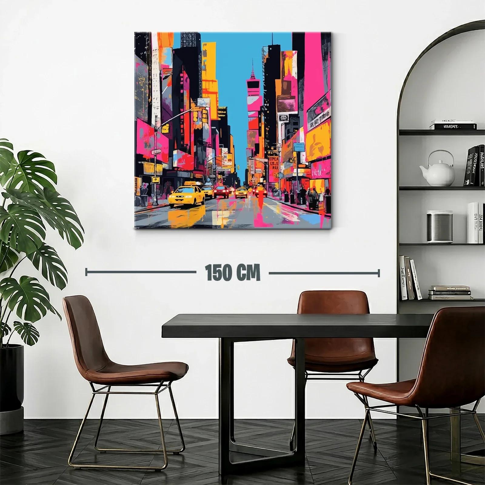 Atardecer urbano con vibrantes luces y taxis amarillos — miniatura 2