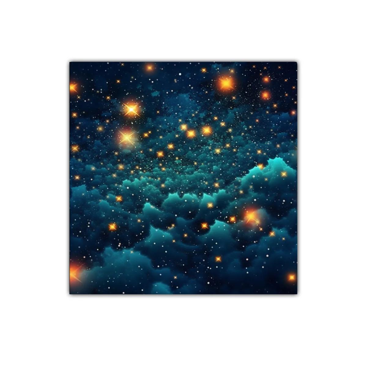 Cuadro mágico con paisaje estelar brillante y nebulosas