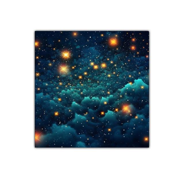 Cuadro mágico con paisaje estelar brillante y nebulosas