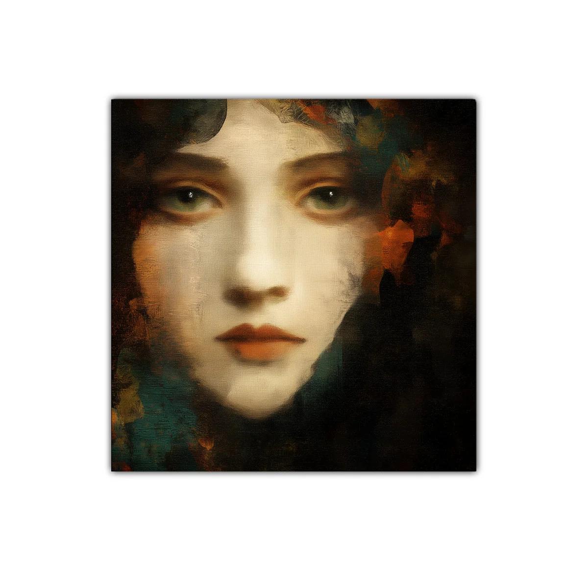 Retrato femenino expresivo con tonos cálidos y profundos — imagen principal