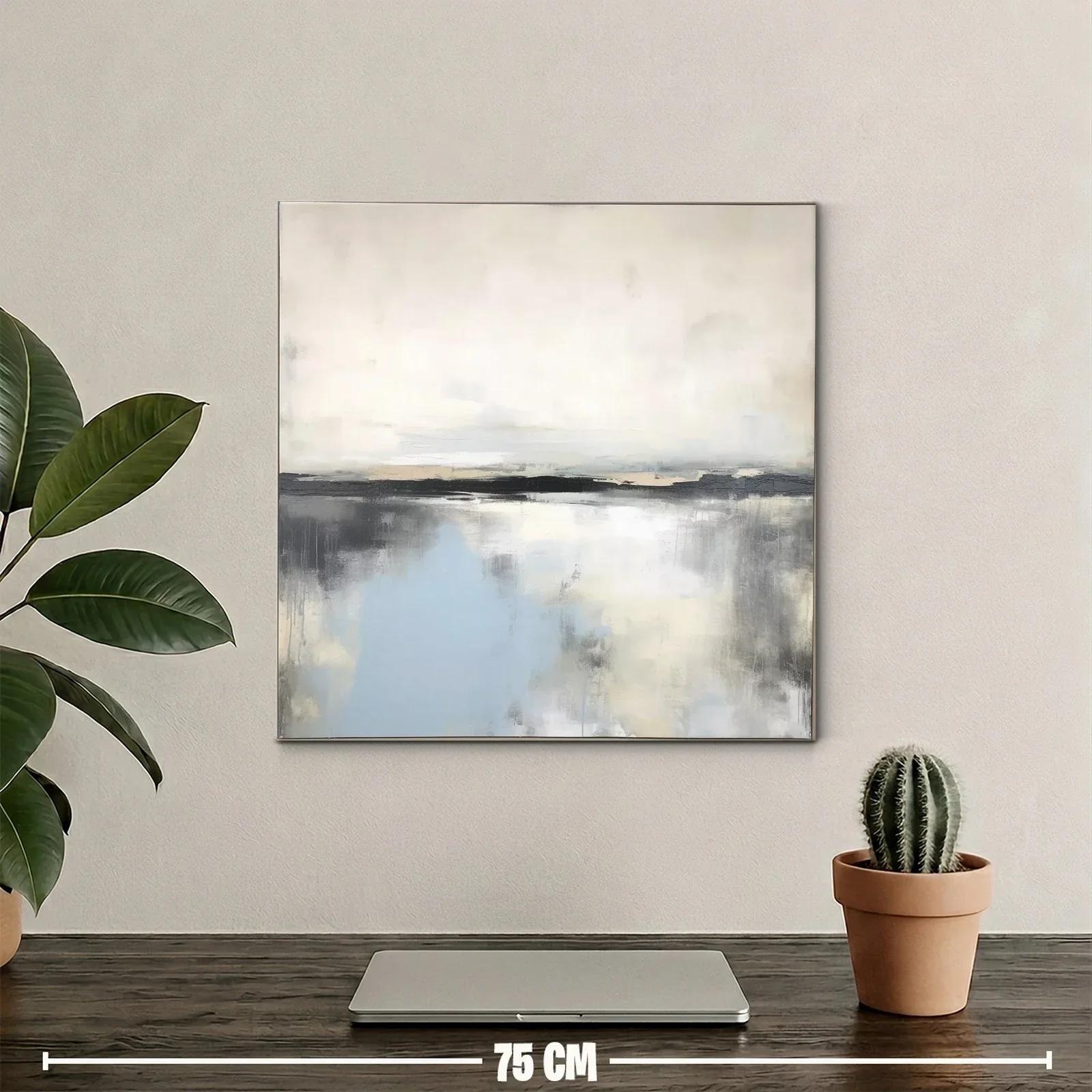 Paisaje abstracto sereno con tonos neutros y azul suave — miniatura 2