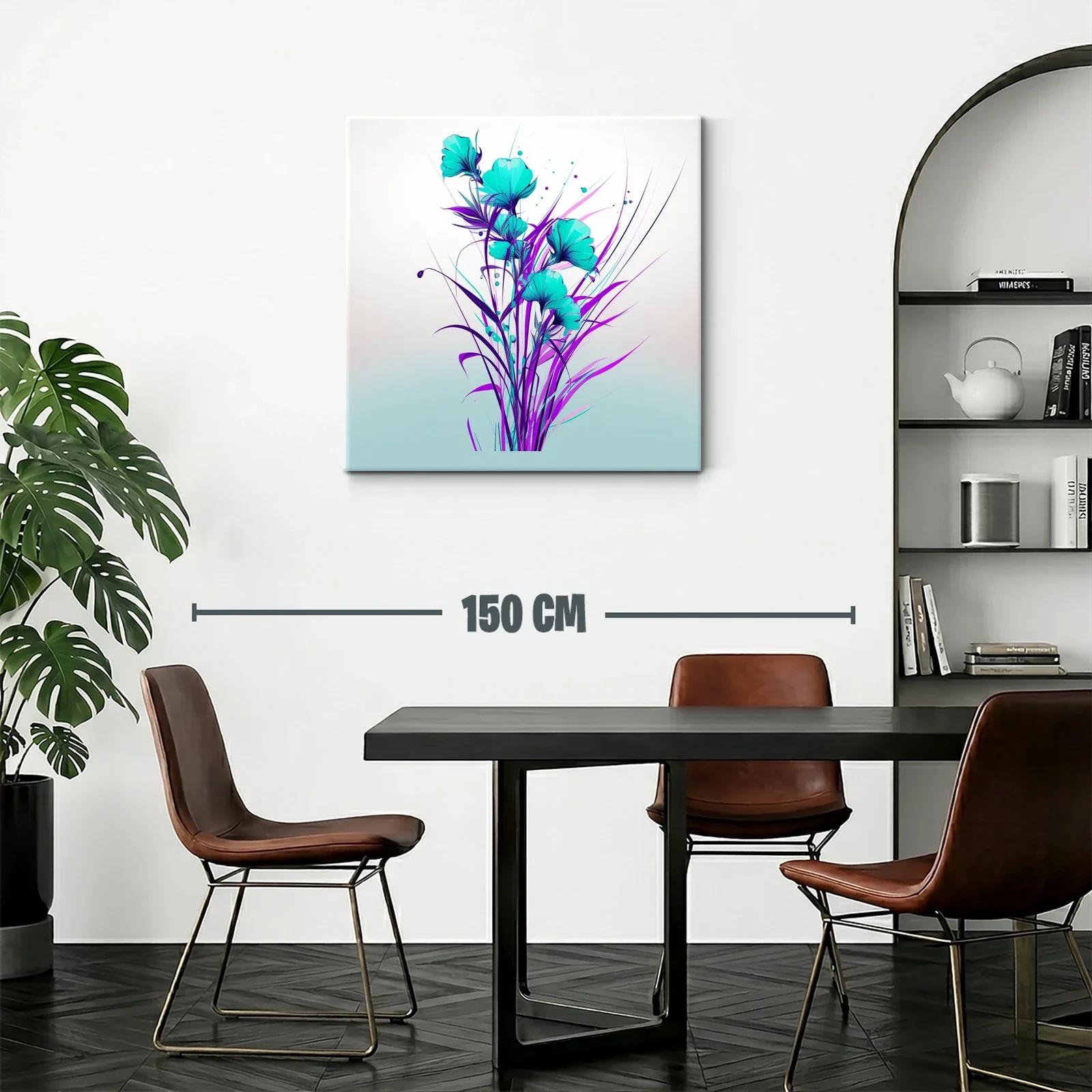 Floral vibrante en tonos turquesa y púrpura modernos — miniatura 2