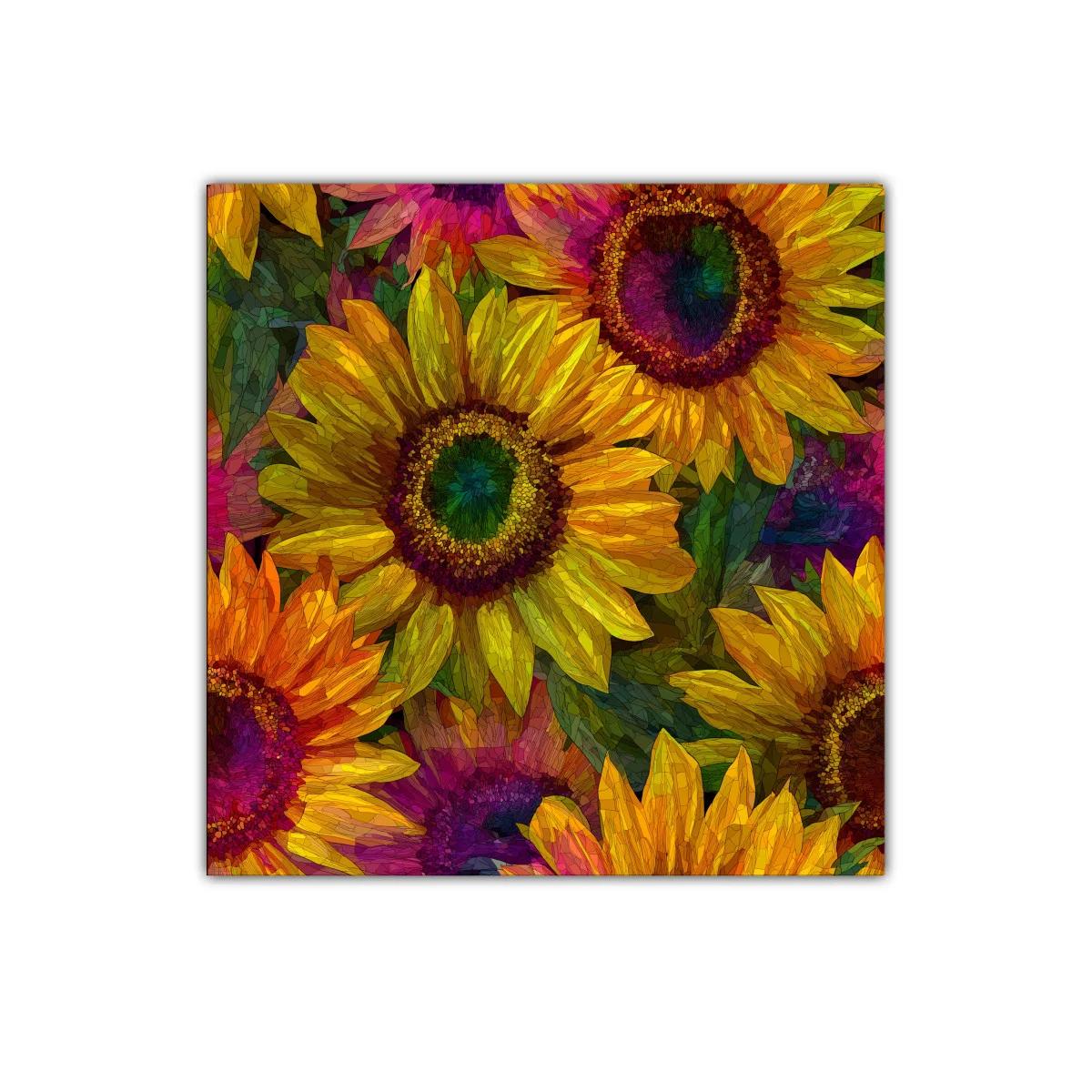 Cuadro decorativo con vibrantes girasoles y tonos cálidos — imagen principal