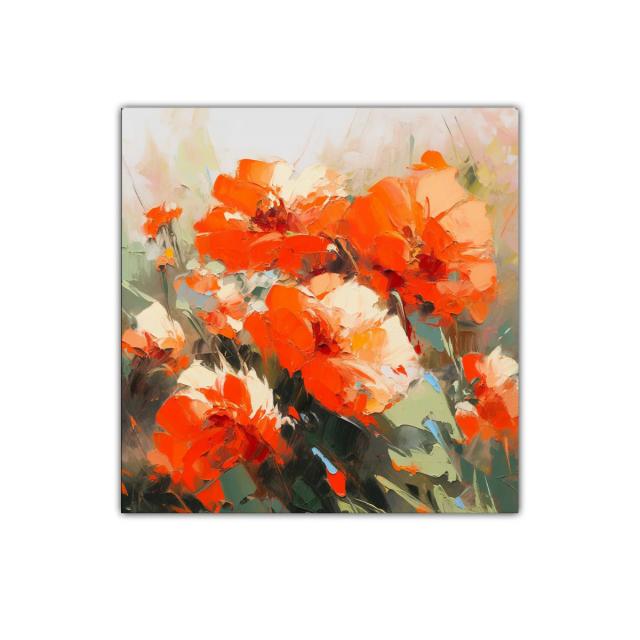 Impactante composición floral en tonos cálidos y vibrantes