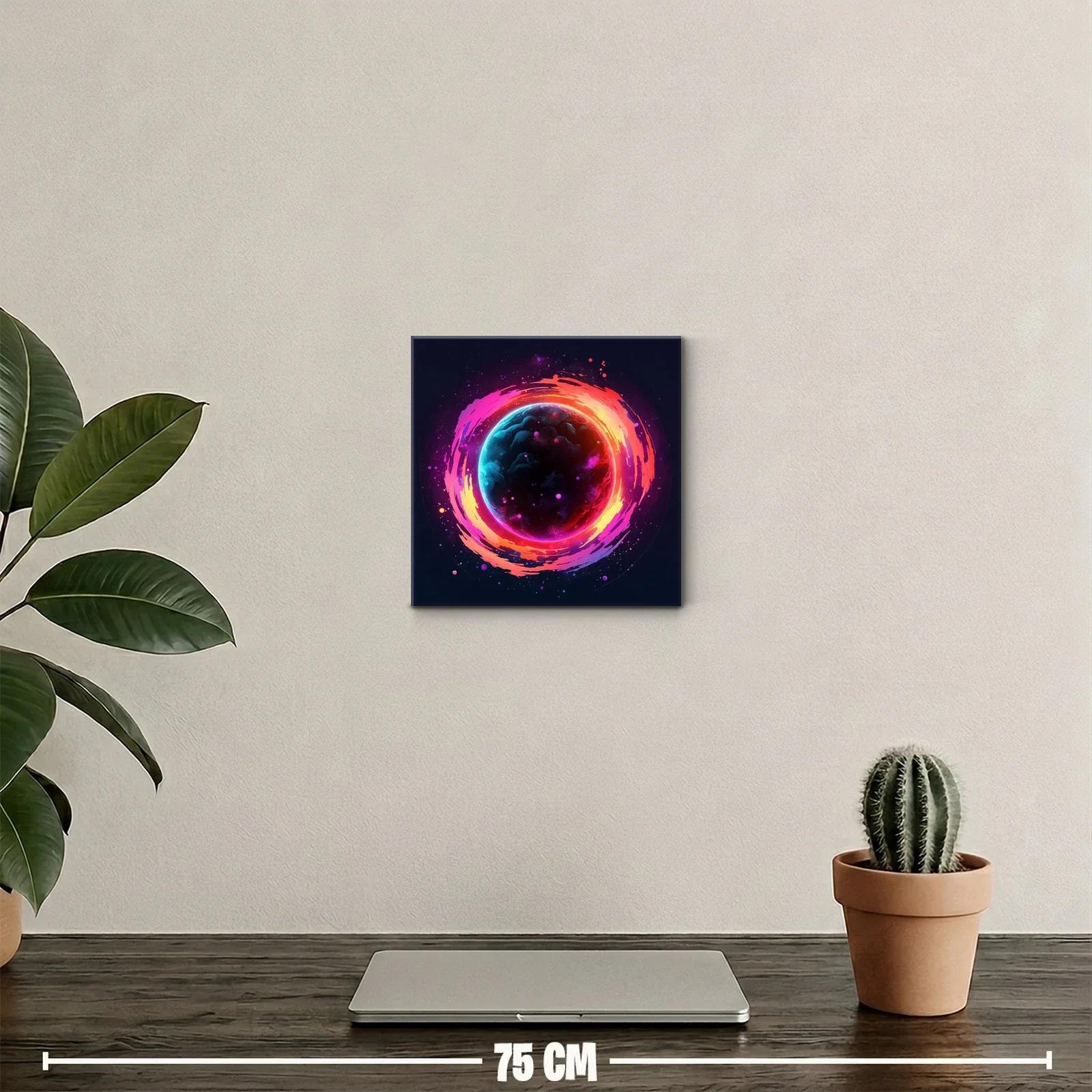Cuadro vibrante de planeta con halo de colores intensos — miniatura 2