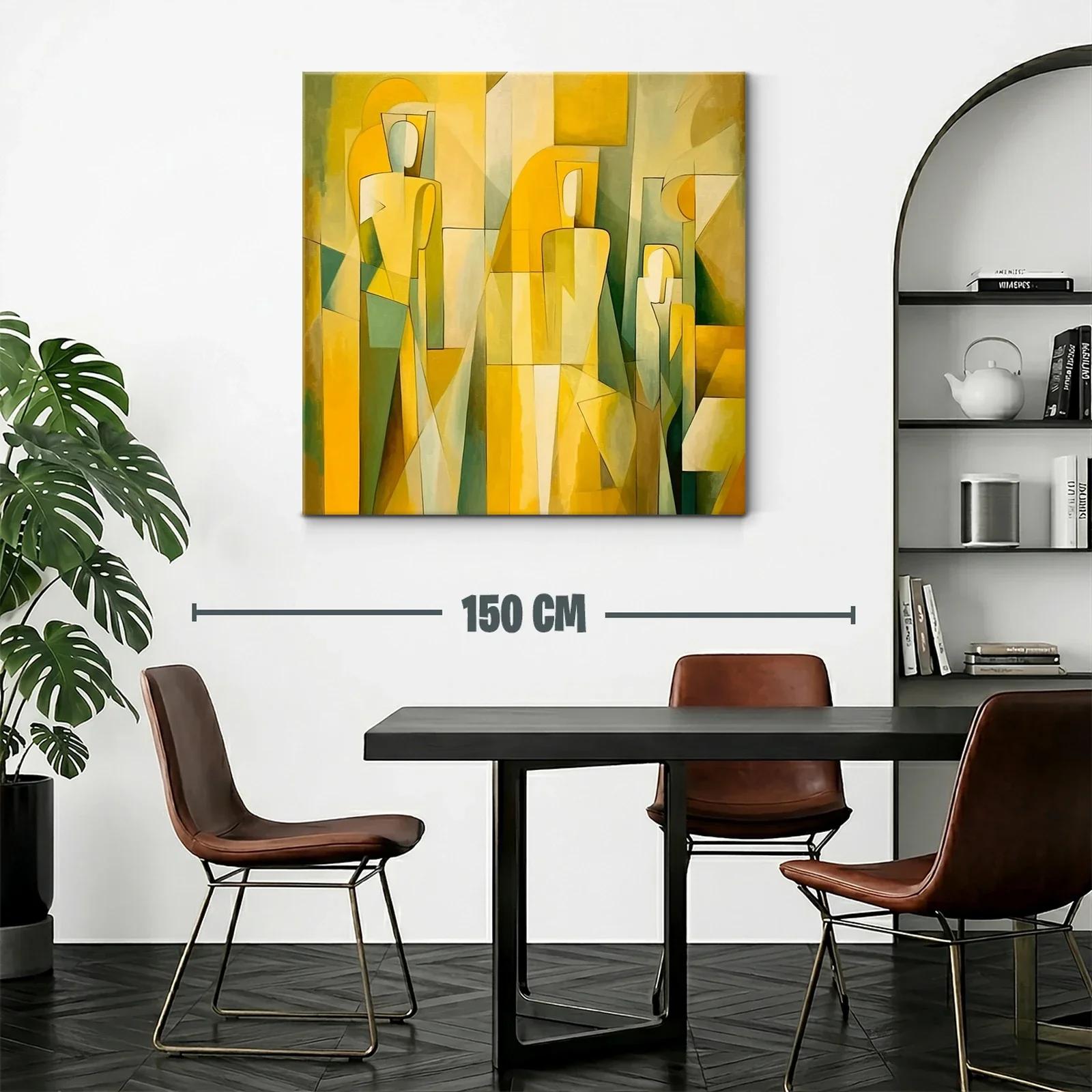 Cuadro Abstracto con Figuras y Tonos Amarillos — miniatura 2