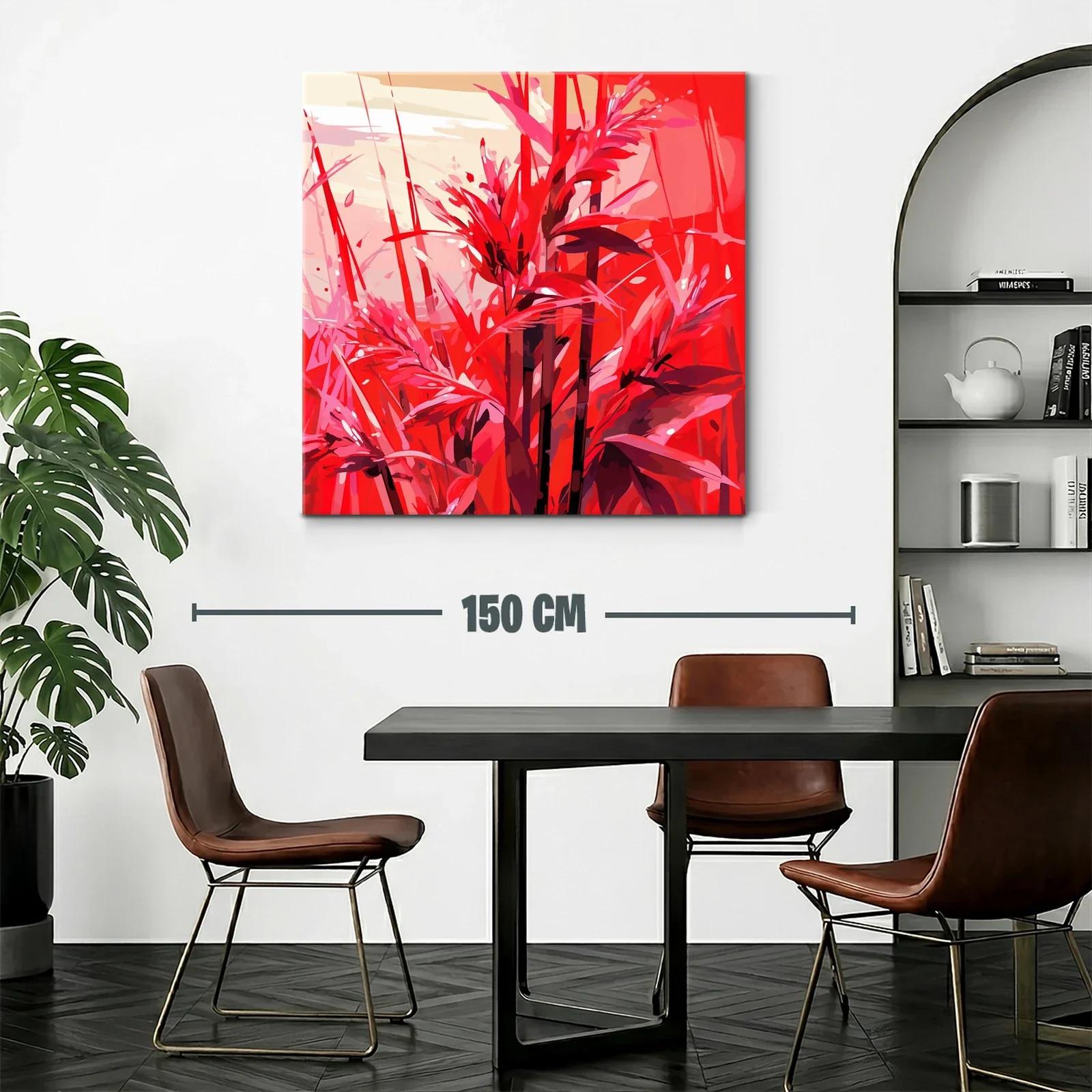 Cuadro floral vibrante con tonos rojos intensos — miniatura 2