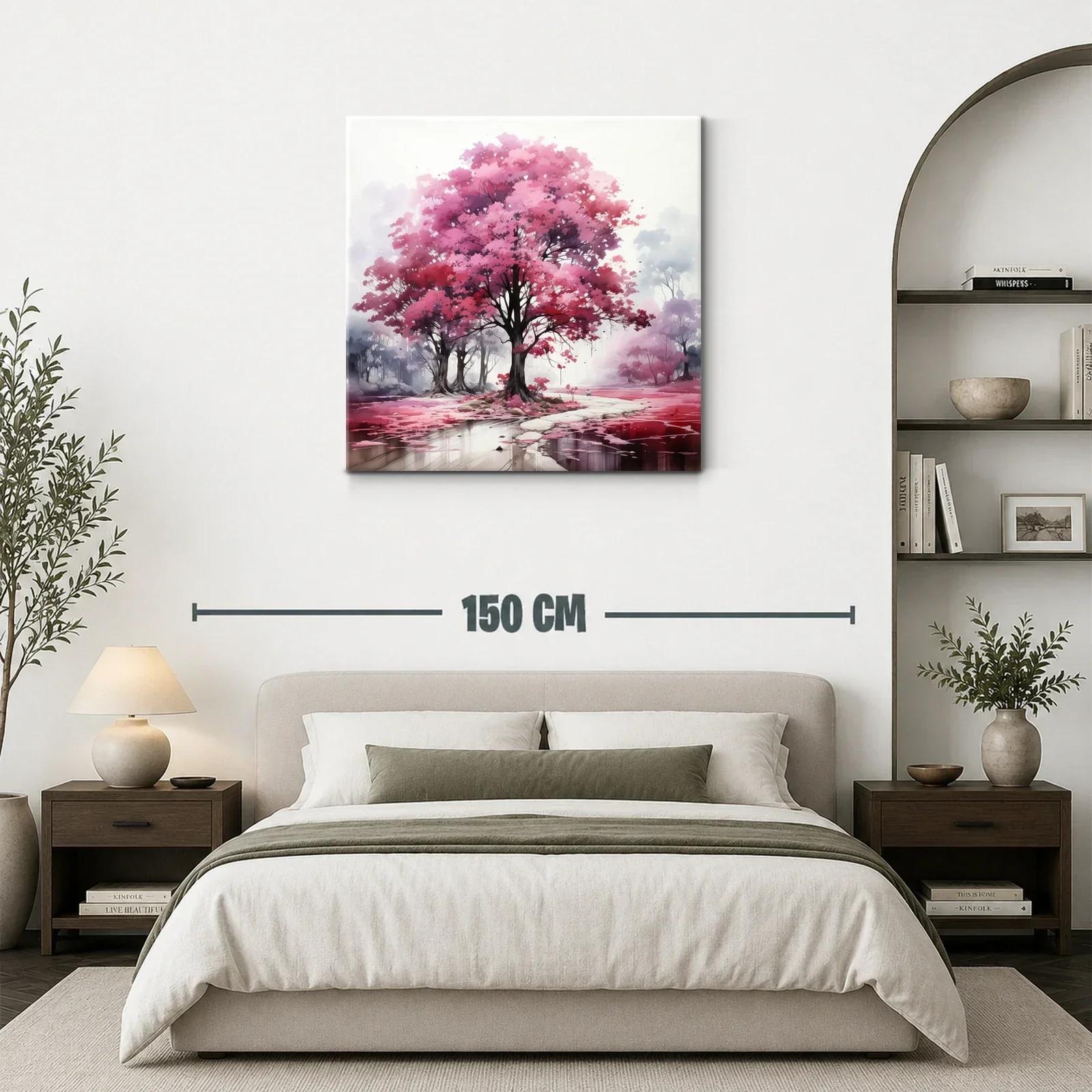 Bosque encantado con árboles de flores rosa vibrante — miniatura 3