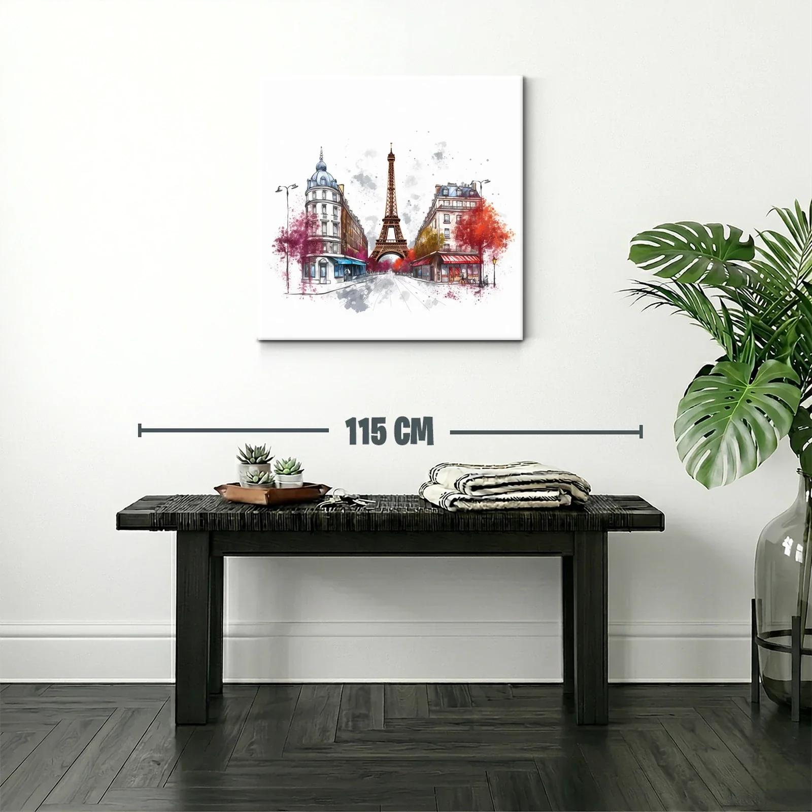 Ilustración urbana con la Torre Eiffel y fachadas parisinas — miniatura 2